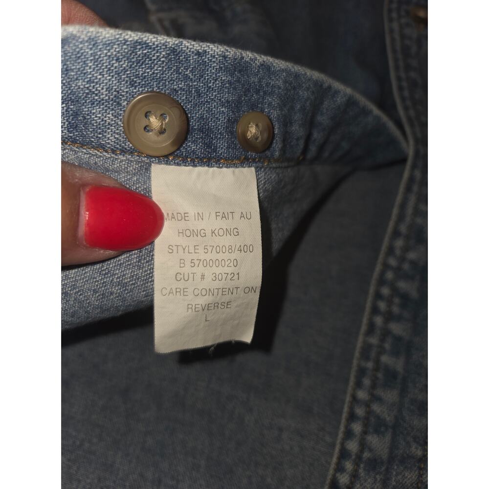 Womans Ruff Hewn Denim Shirt with Patchwork Bear Design size L - Picture 3 of 6